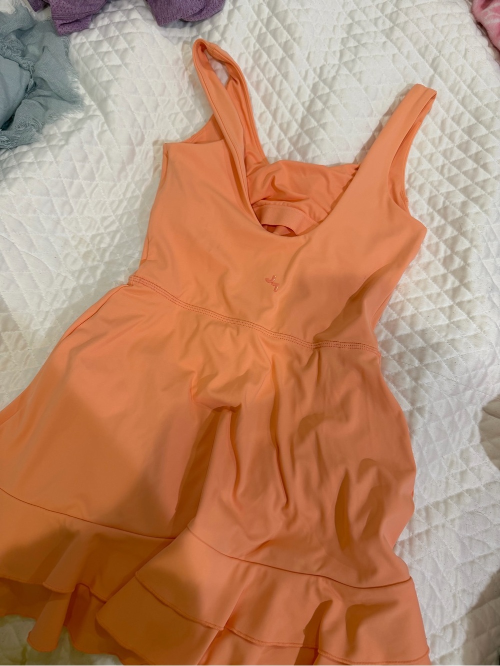 Peach Ruffle Hem Athletic Dress - Picture 2 of 4